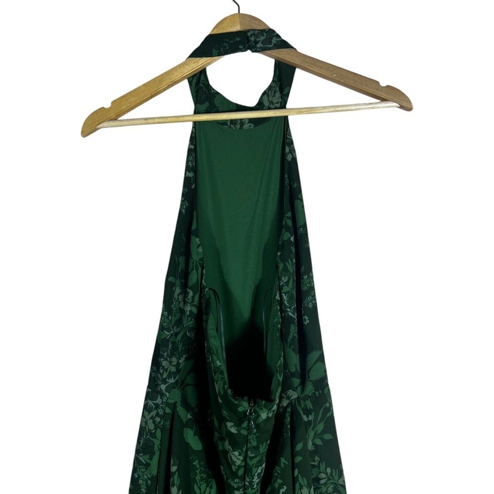 Baltic Born Freya Halter Jumpsuit Green Floral Wide Leg Open Back Earthy Size S - Picture 6 of 8